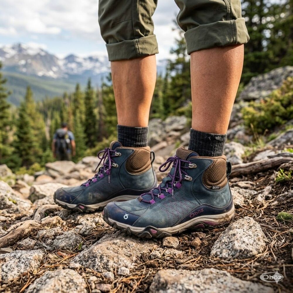 Oboz Gray Purple Katabatic Mid B-Dry Waterproof Hiking Boots   Women’s Size 7.5